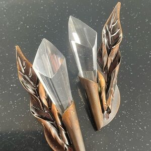 Unique Bronze coloured Faux Crystal clip on earrings. Artisan Made?